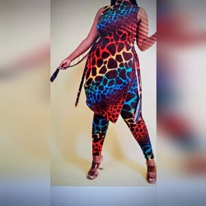 Vibrant Multicolor Sleeveless 2 Piece Set